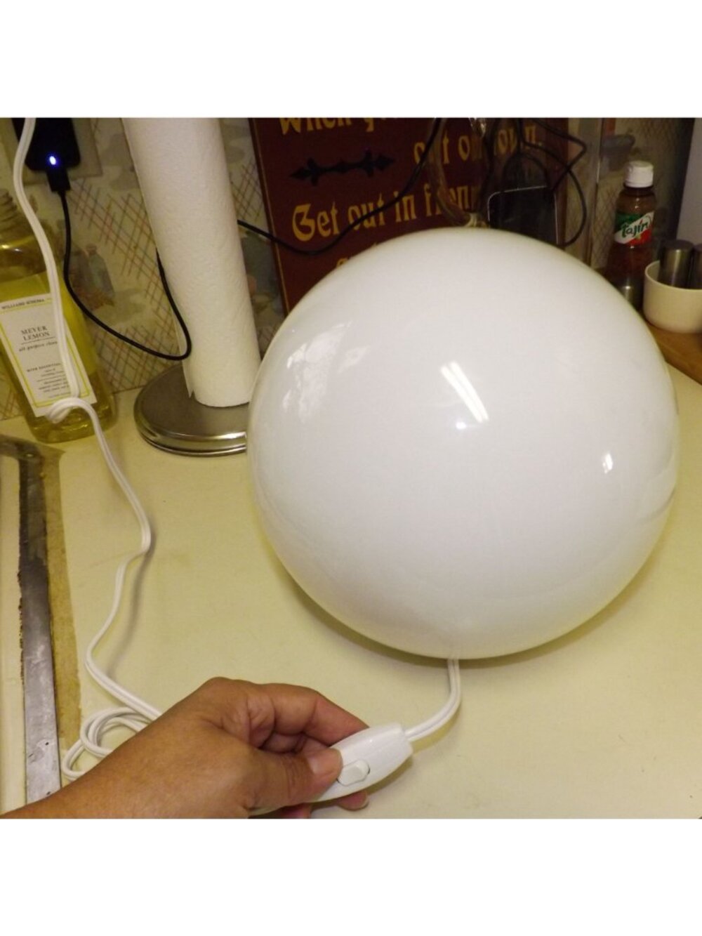 IKEA Modern Fado White Glass Globe Table Lamp Modernist Looks Works Like New - Picture 7 of 15